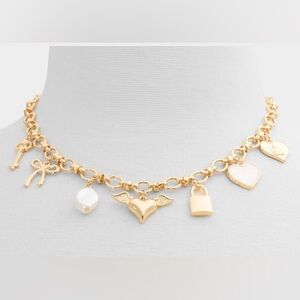 Aldo cupidscharm Gold Charm Necklace with Heart and Lock